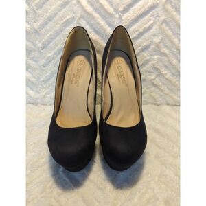 S2 DBDK Fashion Platform Wedge High Heels Suede Black Sz 7